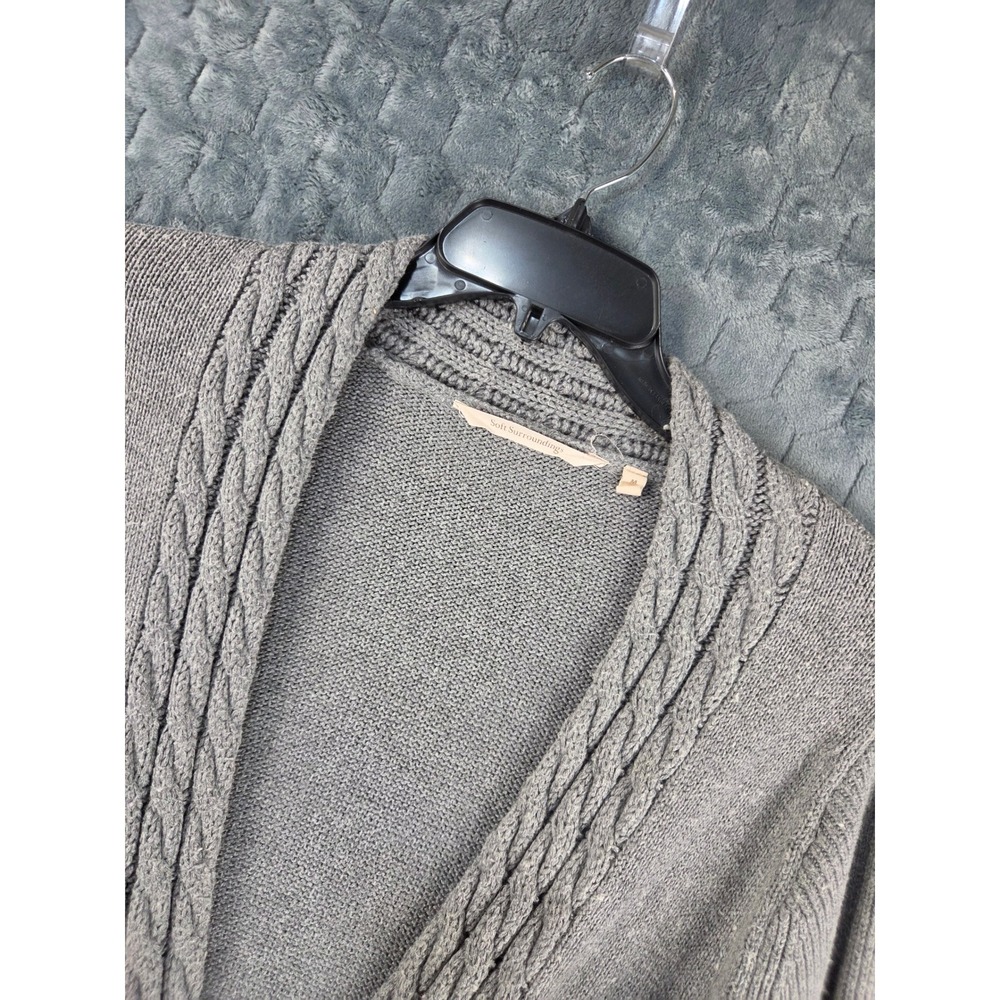 Soft Surroundings Gray Cable Knit Toggle Draped Cardigan Sweater Womens Medium